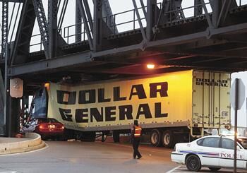 Truck stuck on Government Bridge removed